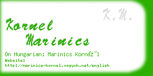 kornel marinics business card